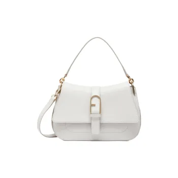 Furla Cow Leather One Shoulder Handbag Medium Size Women's White