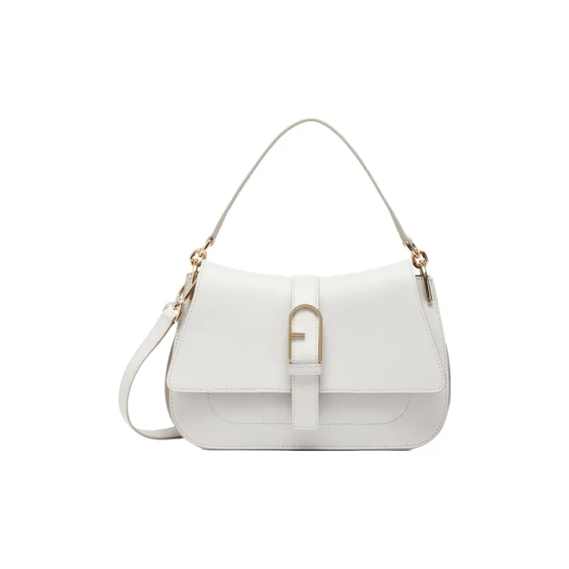 Furla Cow Leather One Shoulder Handbag Medium Size Women's White-0