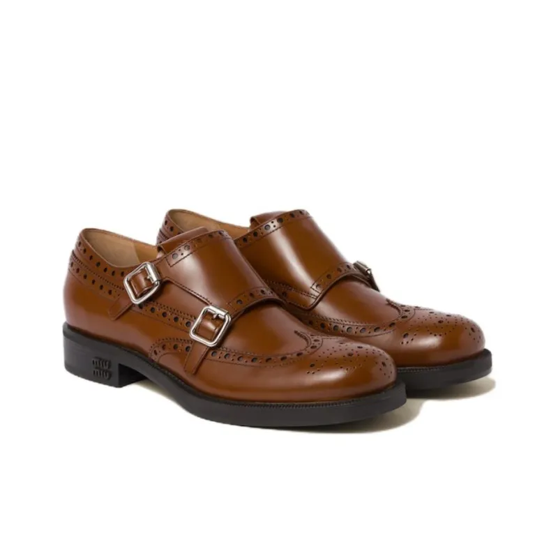 MIU MIU X Church's Leather Brogue Shoes-3
