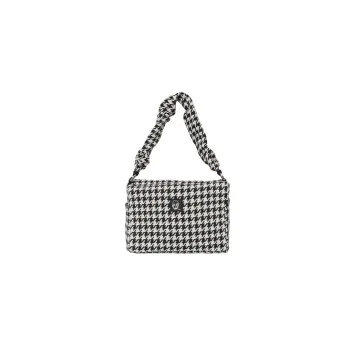 REBIRTH Embroidery Small Square Bag Shoulder Bag Crossbody Bag Handbag Women's Plaid/Black/Klein Blue/Ecru