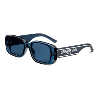 DIOR Plate Frame Irregular Shape Sunglasses Unisex Blue