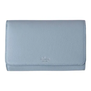 Mulberry Cow Leather Wallet Medium Size Women's Blue Poplin