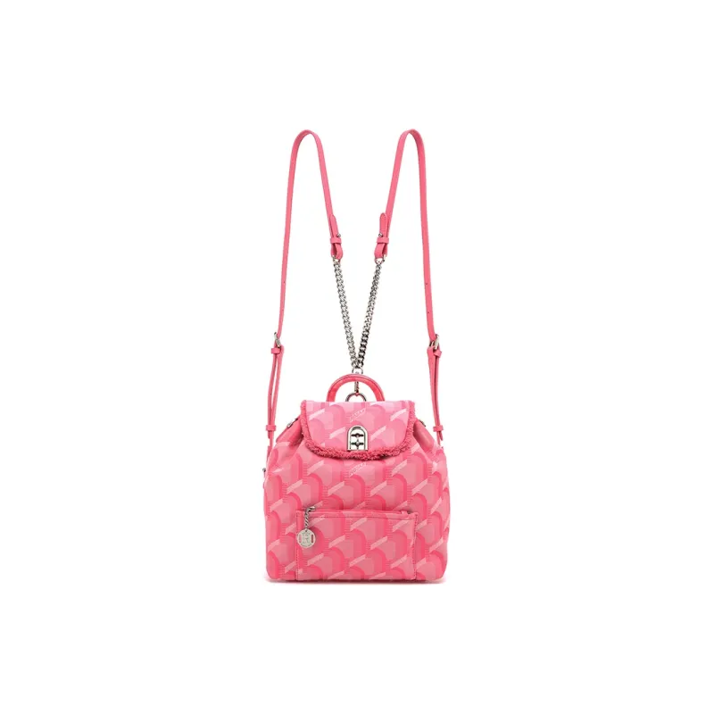 ROSA.K Leather With Denim Handbag, Backpack, Backpack Medium Size Unisex Denim Blue/Black/Pink-16