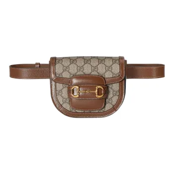 GUCCI Horsebit 1955 Canvas With Leather Fanny Pack Regular Women's Beige & Ebony
