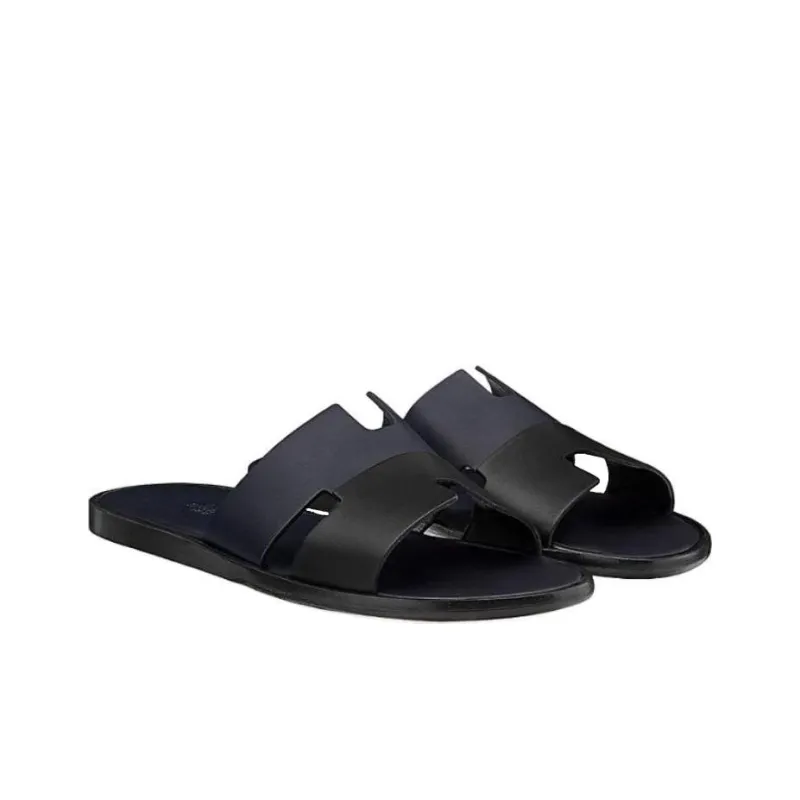 HERMES Izmir Slide Slippers Men's Black Gray Color-2