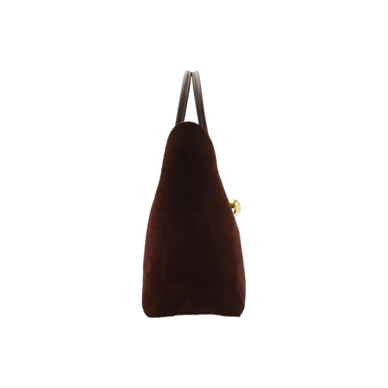 Burberry Calfskin Suede Tote Bag Shopping Bag Handbag Medium Size Women's Cocoa Brown-1