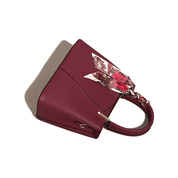 HAWA PU Handbag Medium Size Women's Black/Burgundy/Jasper-3
