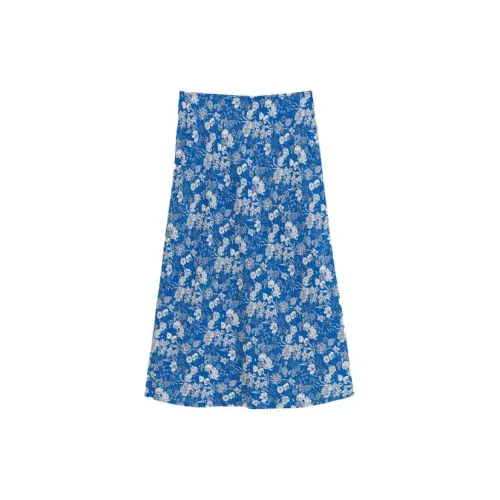 Agnes B. Casual Long Skirts Women's Blue Floral Pattern