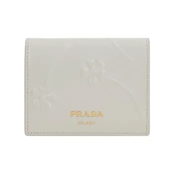 PRADA Calfskin Wallet Women's White