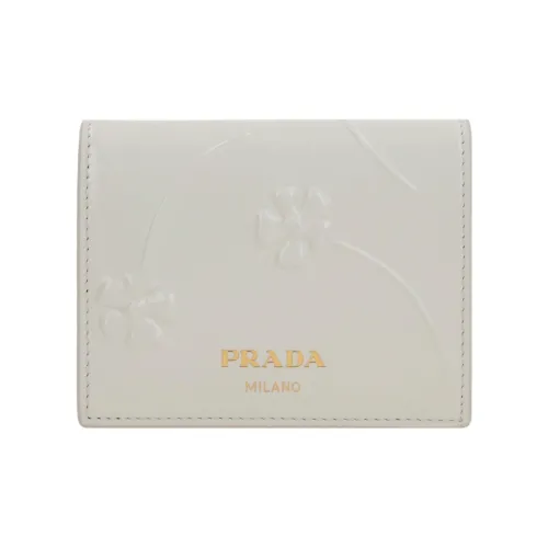 PRADA Calfskin Wallet Women's White