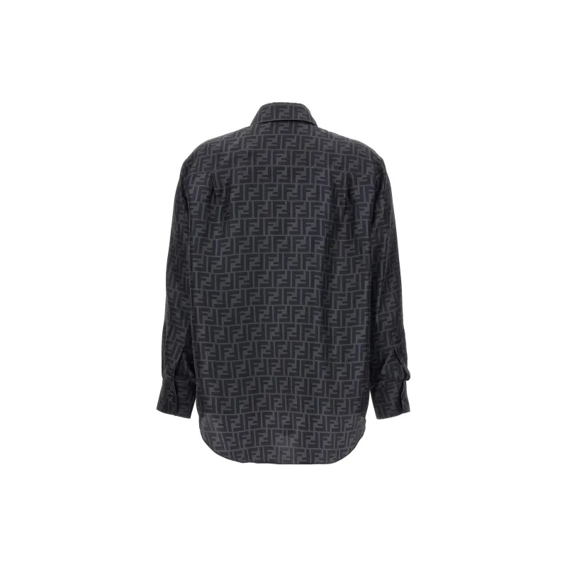 FENDI FF logo Print Silk Shirt-1
