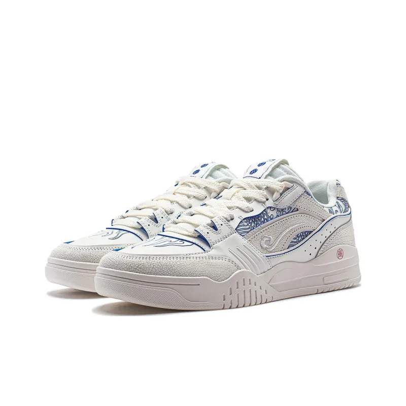 LiNing Yuebai Qingying Anti Slip Wear Resistant Low Top Casual Shoes Unisex White Blue-2