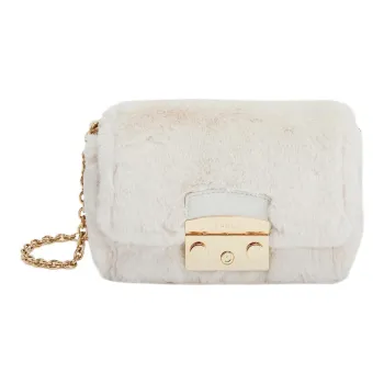 Furla Metropolis Collection Polyester With Leather Shoulder Bag Crossbody Bag Mini Women's White