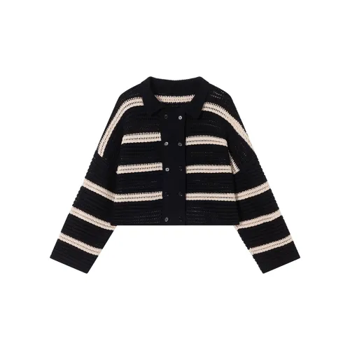 Ouyang Knitwear Women's Black/White Stripes