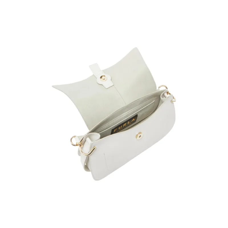 Furla Cow Leather One Shoulder Handbag Medium Size Women's White-4