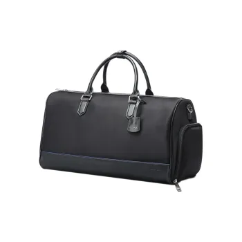 BOPAI Cow Leather With Fabric Travel Bag Handbag Large Size Men's Black