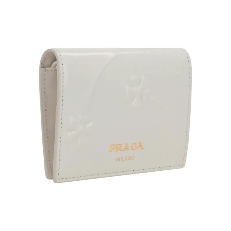 PRADA Calfskin Wallet Women's White-1