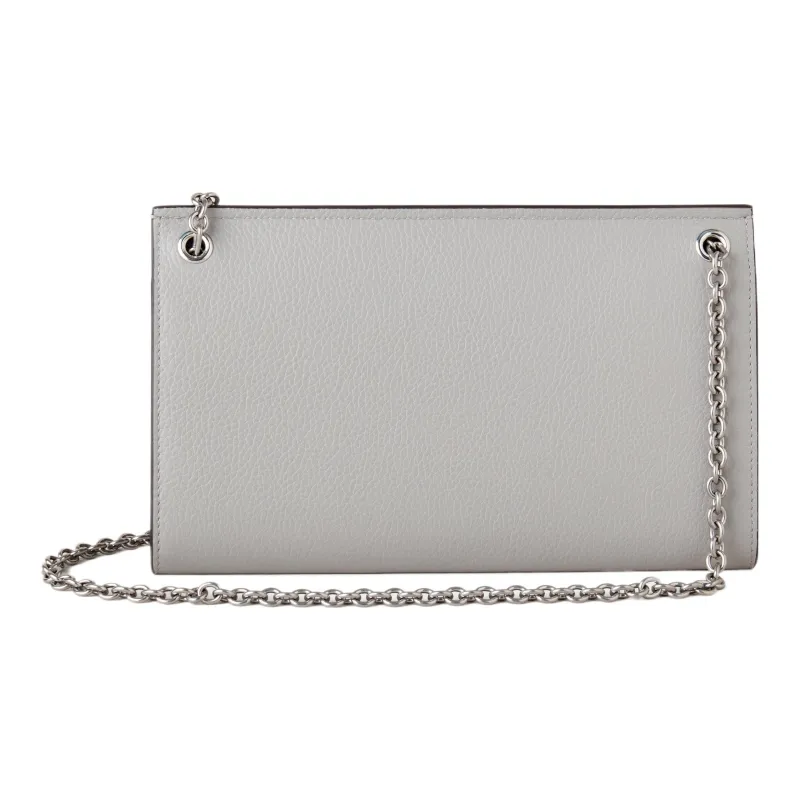 Mulberry Cow Leather One Shoulder Crossbody Clutches Small Size Women's Light Gray-2