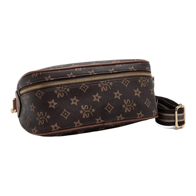 Safiya Synthetic Leather Crossbody Bag Medium Size Women's Coffee-4