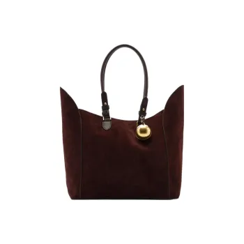 Burberry Calfskin Suede Tote Bag Shopping Bag Handbag Medium Size Women's Cocoa Brown