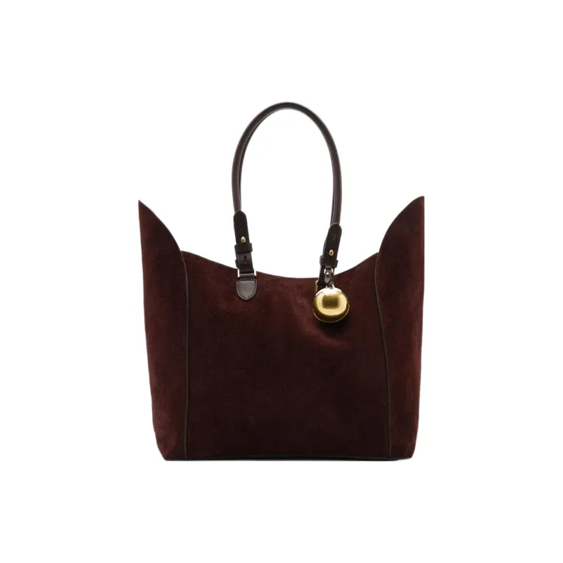Burberry Calfskin Suede Tote Bag Shopping Bag Handbag Medium Size Women's Cocoa Brown-0