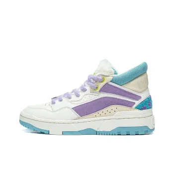 DISHINIGUAISHOUDAXUE x LiNing VIVO MID Wave MID Cushioning Wear Resistant High Top Casual Shoes Women's White Purple