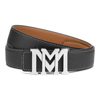 FAIRWHALE Brand Logo Mirror Finish Buckle Cow Leather Belts Men's Width 3.5CM