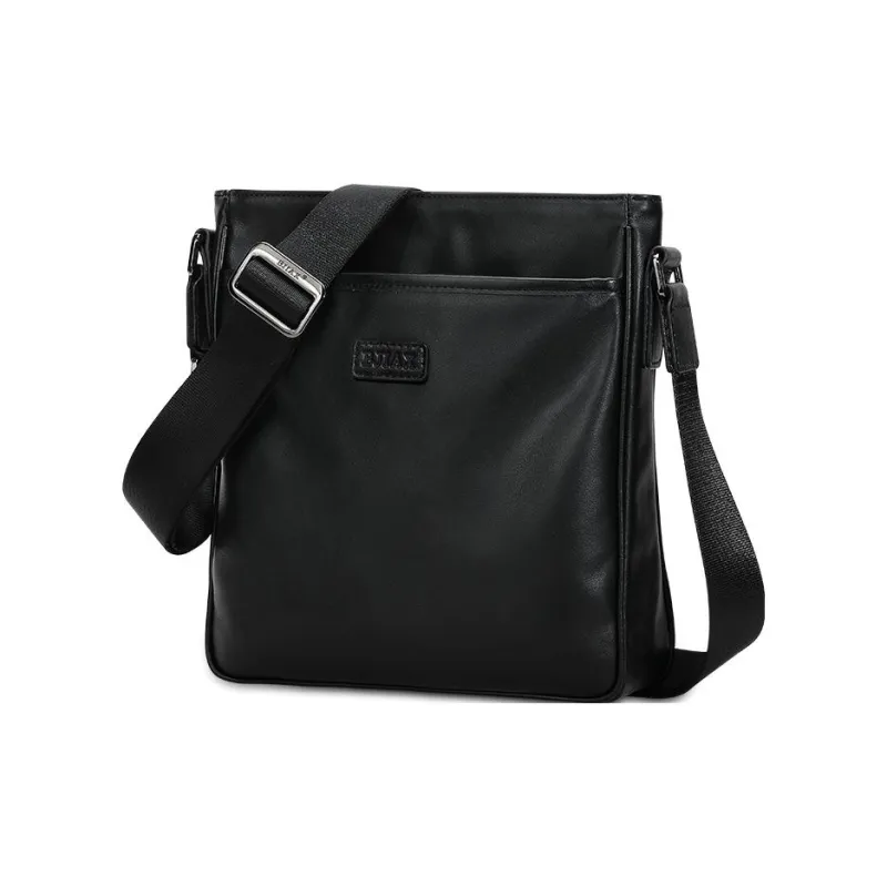 BJIAX Top Grain Cow Leather Genuine Leather Crossbody Backpack Messenger Bag Crossbody Bag Shoulder Bag Men's Black-1
