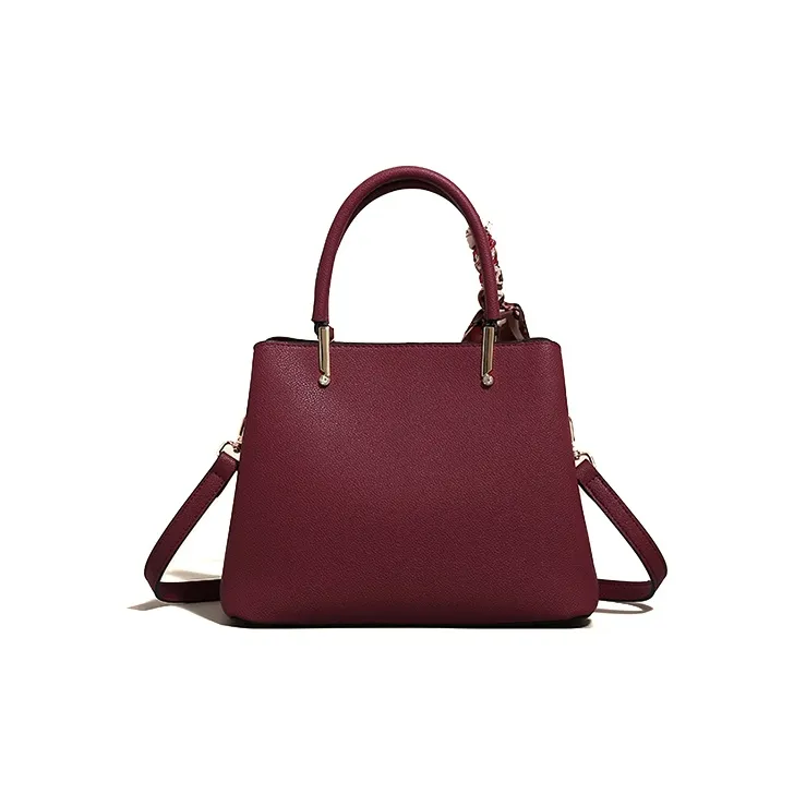 HAWA PU Handbag Medium Size Women's Black/Burgundy/Jasper-5