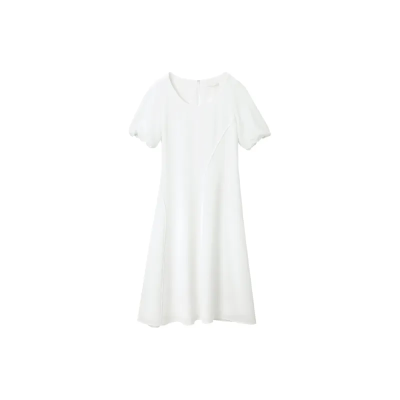 OVV Short Sleeved Dresses Women's Raw White Solid Color 09-3