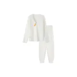Pure White-Long-Sleeved Top+Pants