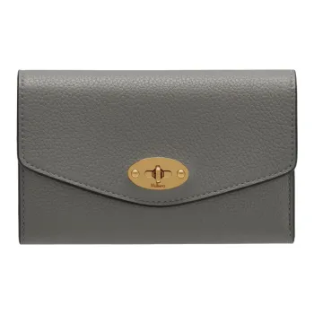 Mulberry Darley Classic Grain Cow Leather Wallet Medium Size Women's Charcoal Gray