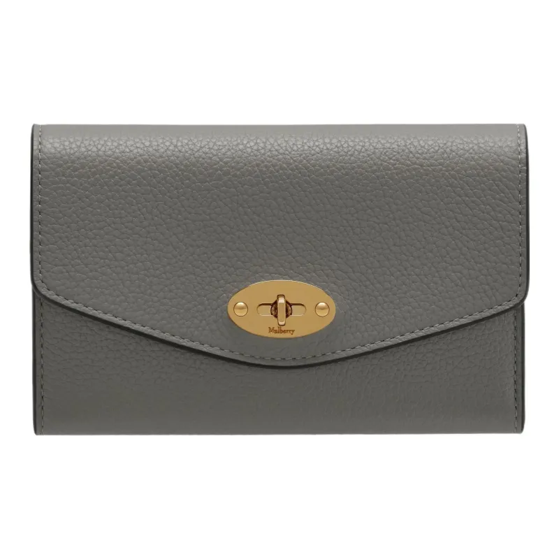 Mulberry Darley Classic Grain Cow Leather Wallet Medium Size Women's Charcoal Gray-0