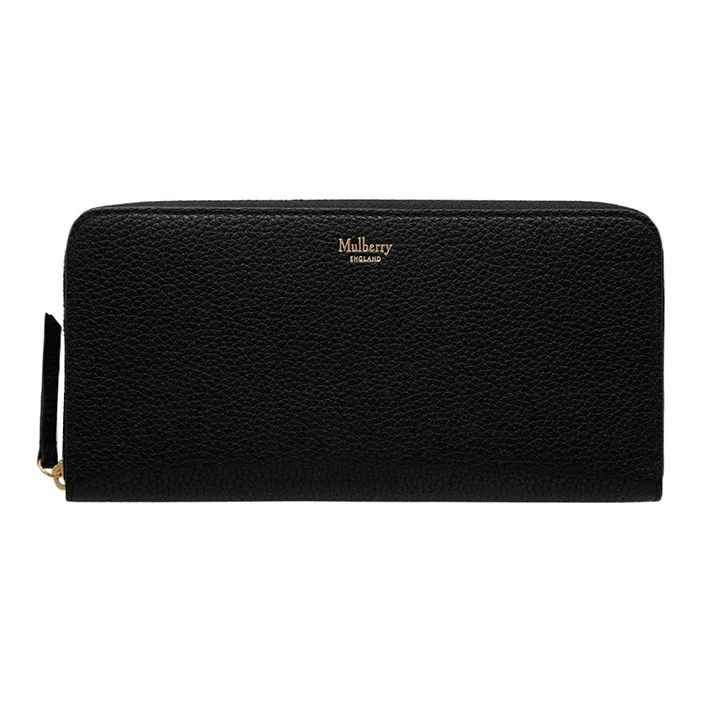 Mulberry Soft Grained Cow Leather Wallet Small Size Women's Black-0