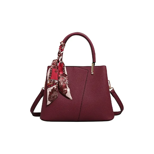 HAWA PU Handbag Medium Size Women's Black/Burgundy/Jasper-2