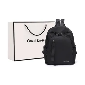 Simvay Clos Fabric Laptop Bag Travel Backpack Medium Size Women's Black