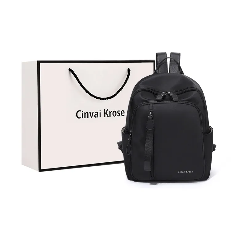 Simvay Clos Fabric Laptop Bag Travel Backpack Medium Size Women's Black-0