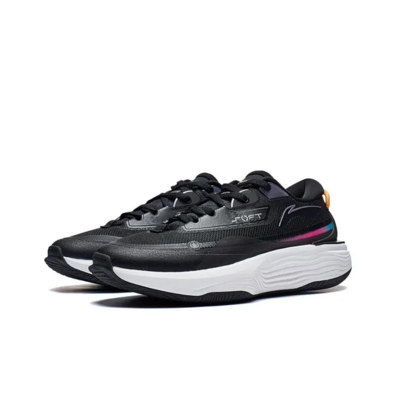 LiNing SOFT WARM Cushioning, Wear Resistant Low Top Casual Shoes Men's Black Orange-2