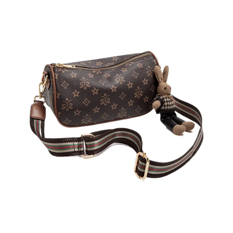 Safiya Synthetic Leather Crossbody Bag Medium Size Women's Coffee-1