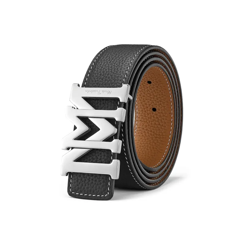 FAIRWHALE Brand Logo Mirror Finish Buckle Cow Leather Belts Men's Width 3.5CM-1