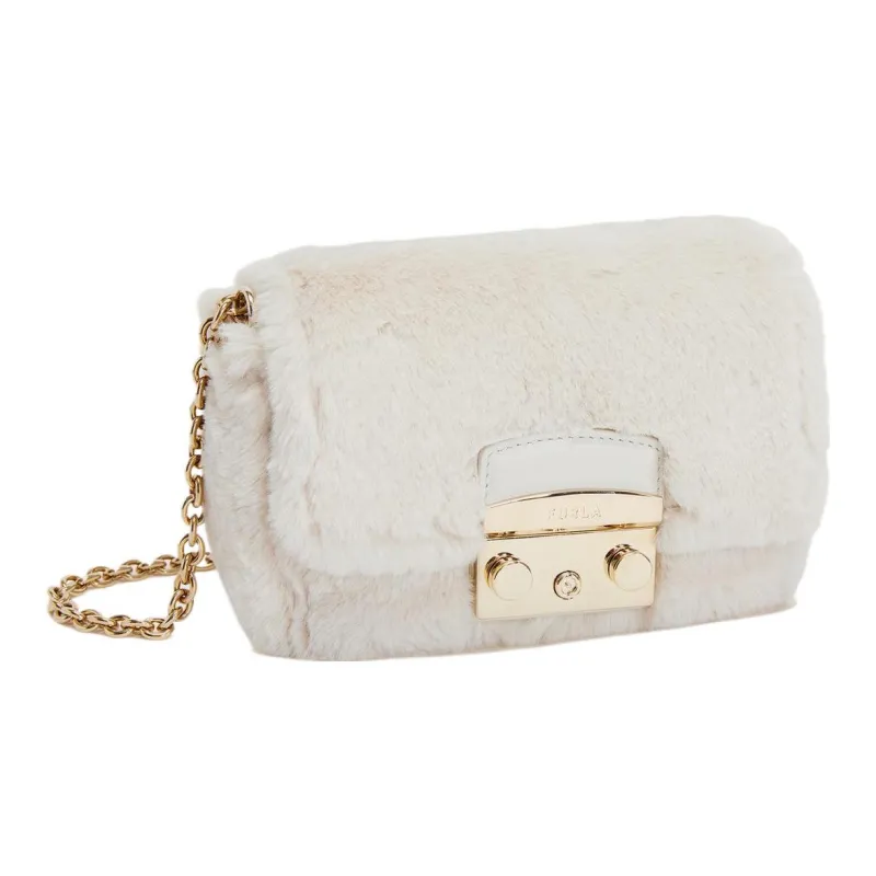 Furla Metropolis Collection Polyester With Leather Shoulder Bag Crossbody Bag Mini Women's White-1