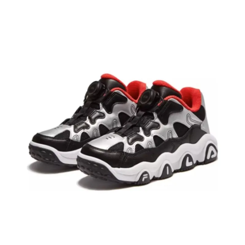 FILA KIDS Durable Breathable Low Top Children's Basketball Shoes Black Silver Teenagers-1