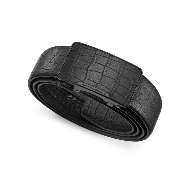 FAIRWHALE Plaid Print High End Automatic Buckle Leather Belts Men's Width 3.5CM-2
