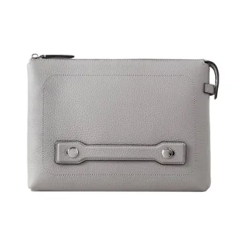 Mulberry Grained Cow Leather IPad Case Clutch Men's Light Gray
