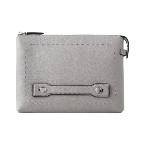 Mulberry Grained Cow Leather IPad Case Clutch Men's Light Gray