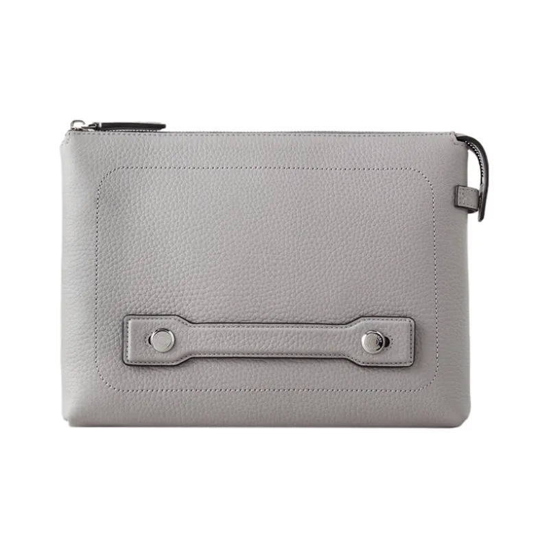 Mulberry Grained Cow Leather IPad Case Clutch Men's Light Gray-0