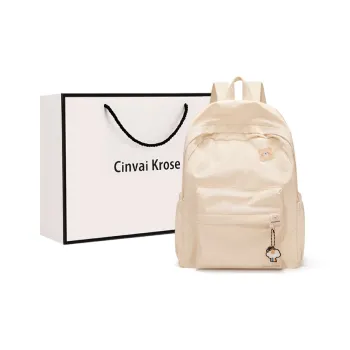 Simvay Clos Fabric Backpack Mountaineering Backpack Large Size Women's Ecru/Black