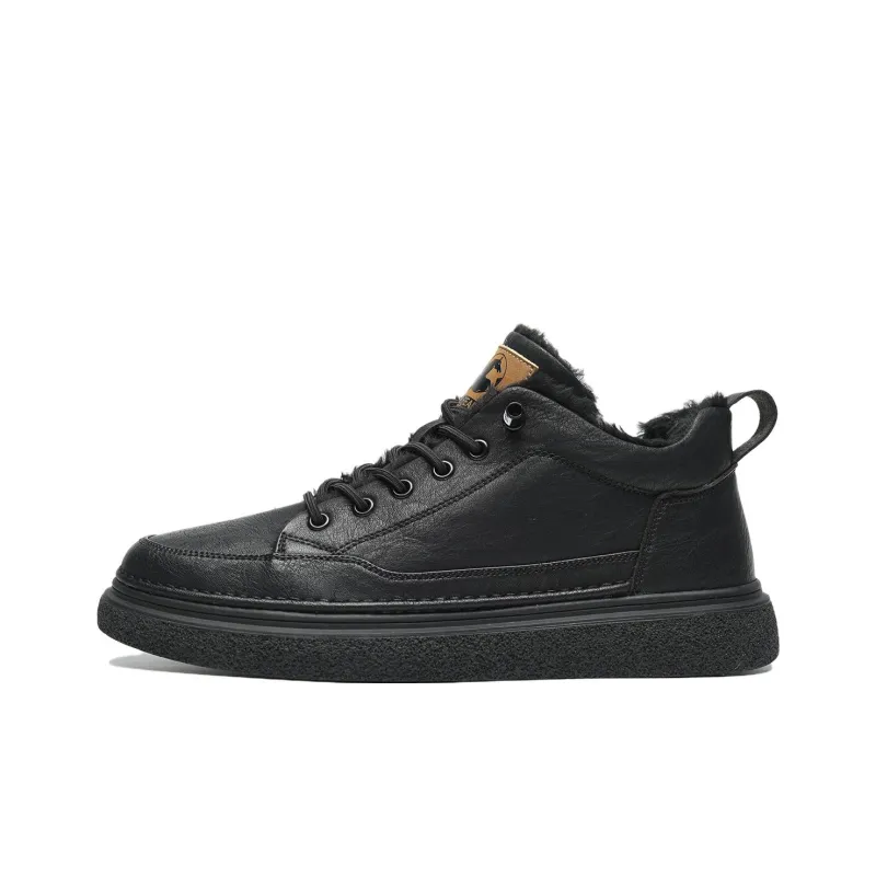 HLA Men's Casual Shoes Men Mid Top Black/Brown-24