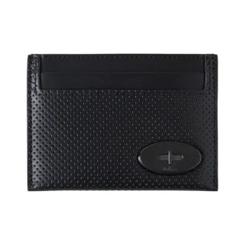 Mulberry Cow Leather Card Holder Men's Black