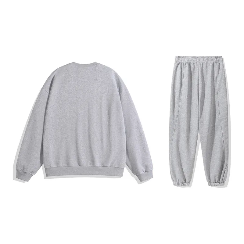 Yvette Casual Sportswear Unisex Set Heather Gray Sweatshirt+Light Gray Casual Pants-1